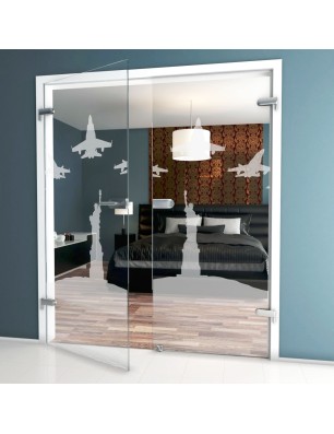 Ganzglastür F16 Gelasert Auf Klarglas