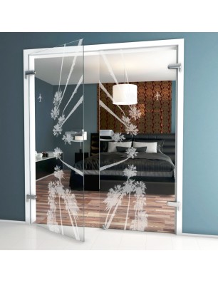 Ganzglastür California Gelasert Auf Klarglas