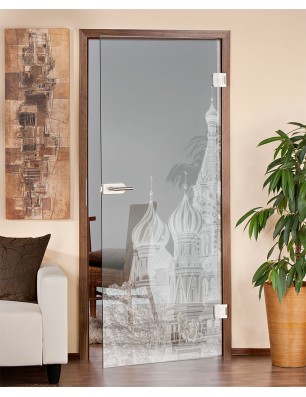 Ganzglastür Moskau Gelasert Auf Klarglas