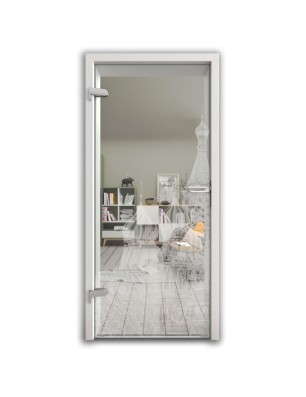 Ganzglastür Moskau Gelasert Auf Klarglas