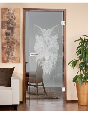 Ganzglastür Wolf 6 Gelasert Auf Klarglas