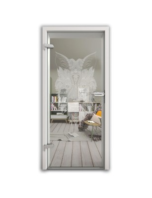 Ganzglastür Wolf 6 Gelasert Auf Klarglas