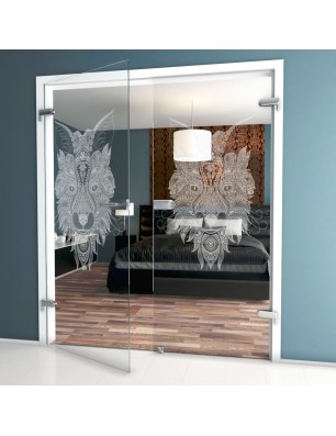 Ganzglastür Wolf 6 Gelasert Auf Klarglas