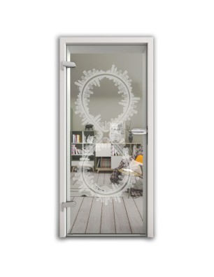 Ganzglastür Forever Gelasert Auf Klarglas