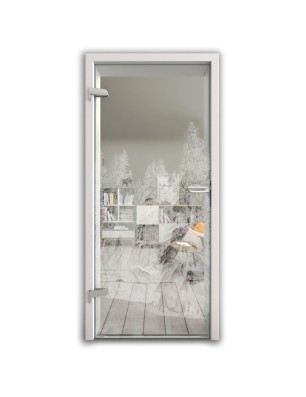 Ganzglastür Winterwald Gelasert Auf Klarglas