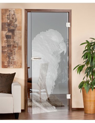 Ganzglastür Sittich Gelasert Auf Klarglas