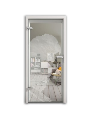 Ganzglastür Sittich Gelasert Auf Klarglas