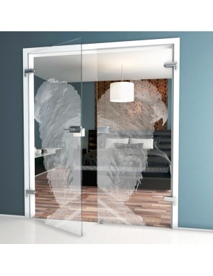 Ganzglastür Sittich Gelasert Auf Klarglas