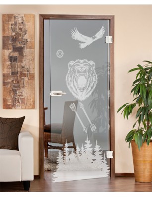 Ganzglastür Wild Life Gelasert Auf Klarglas