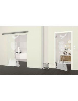 Ganzglastür Wild Life Gelasert Auf Klarglas