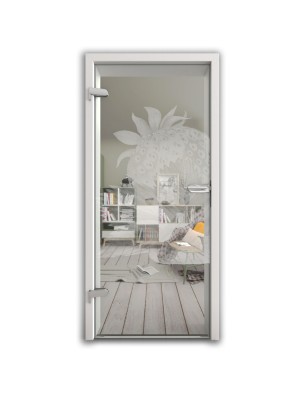 Ganzglastür Erdbeere 2 Gelasert Auf Klarglas