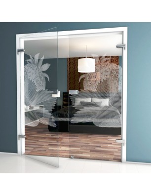 Ganzglastür Erdbeere 2 Gelasert Auf Klarglas