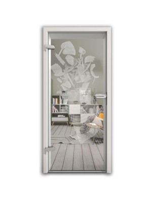 Ganzglastür foodtruck Gelasert Auf Klarglas