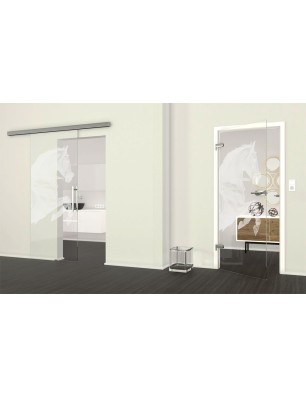 Ganzglastür Pferd Gelasert Auf Klarglas