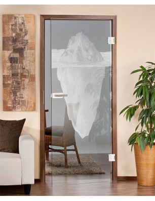 Ganzglastür Eisberg Gelasert Auf Klarglas