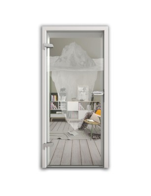 Ganzglastür Eisberg Gelasert Auf Klarglas