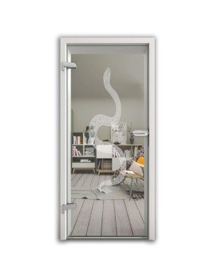 Ganzglastür Snake Gelasert Auf Klarglas