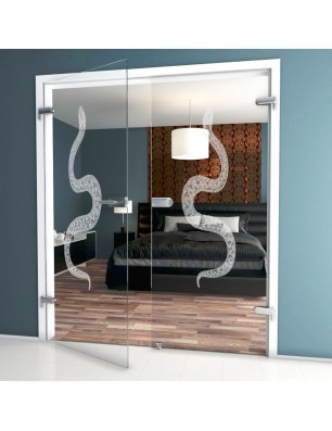 Ganzglastür Snake Gelasert Auf Klarglas