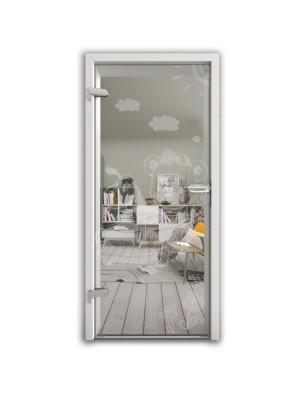 Ganzglastür kids car Gelasert Auf Klarglas