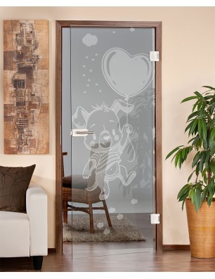 Ganzglastür kids baloon Gelasert Auf Klarglas