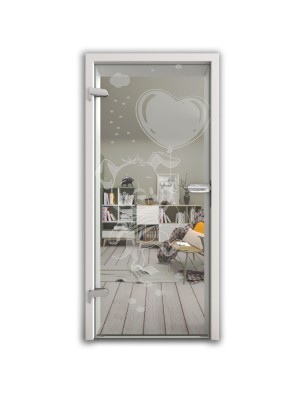Ganzglastür kids baloon Gelasert Auf Klarglas