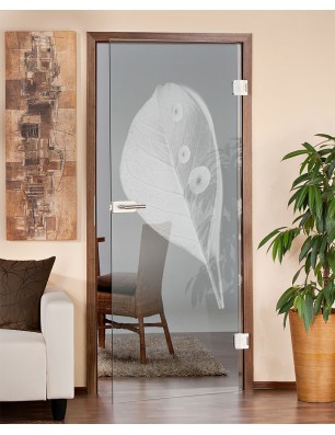 Ganzglastür Blatt Gelasert Auf Klarglas