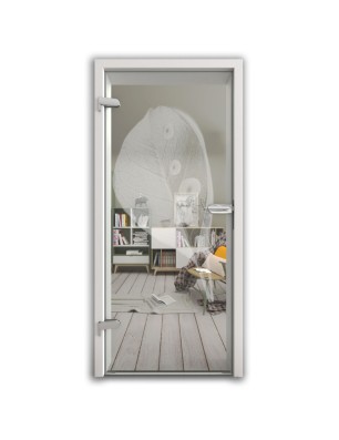 Ganzglastür Blatt Gelasert Auf Klarglas