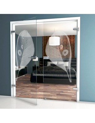 Ganzglastür Blatt Gelasert Auf Klarglas