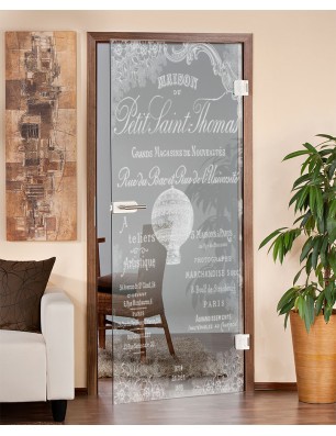 Ganzglastür Vintage Baloon Gelasert Auf Klarglas