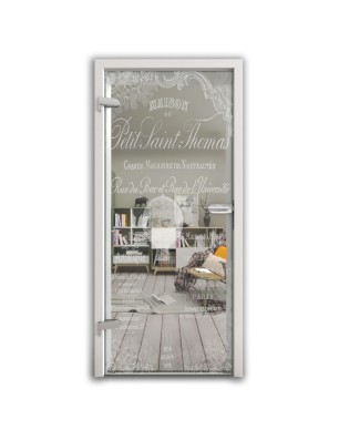 Ganzglastür Vintage Baloon Gelasert Auf Klarglas