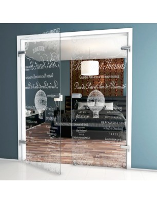 Ganzglastür Vintage Baloon Gelasert Auf Klarglas