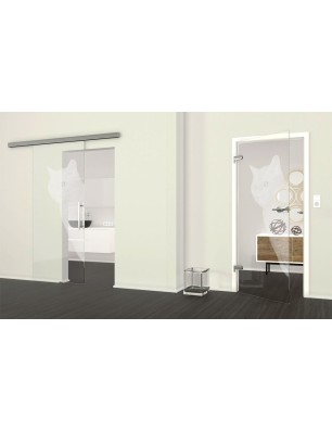 Ganzglastür Cats Gelasert Auf Klarglas