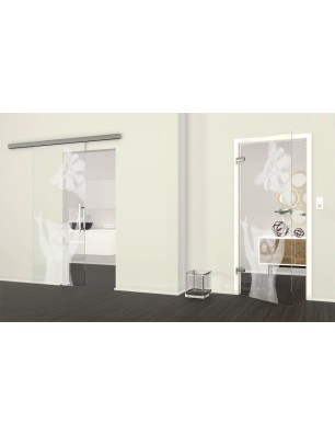 Ganzglastür Waschbären Gelasert Auf Klarglas