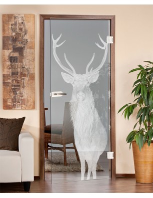 Ganzglastür Widder Gelasert Auf Klarglas