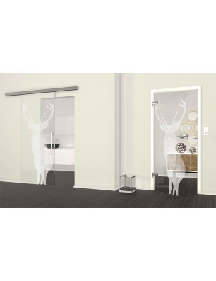 Ganzglastür Widder Gelasert Auf Klarglas