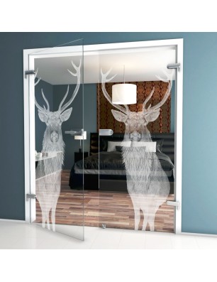 Ganzglastür Widder Gelasert Auf Klarglas