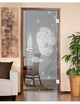 Ganzglastür Blume Gelasert Auf Klarglas