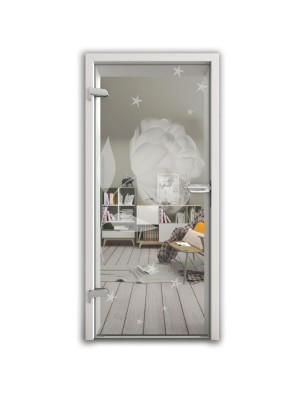 Ganzglastür Blume Gelasert Auf Klarglas