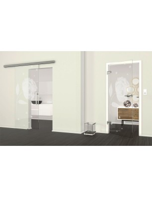 Ganzglastür Blume Gelasert Auf Klarglas