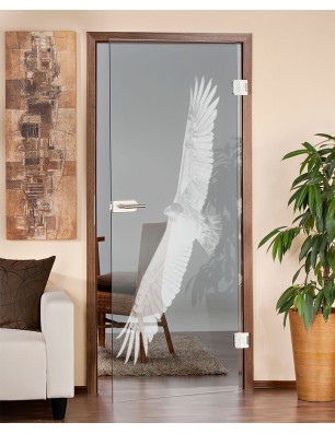 Ganzglastür Adler Gelasert Auf Klarglas