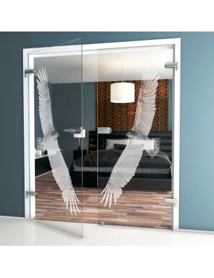 Ganzglastür Adler Gelasert Auf Klarglas