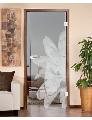 Ganzglastür Blume 2 Gelasert Auf Klarglas