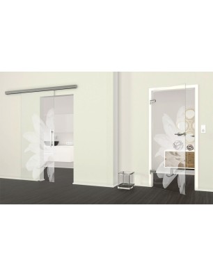 Ganzglastür Blume 2 Gelasert Auf Klarglas