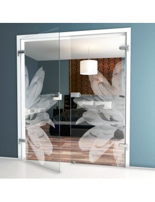 Ganzglastür Blume 2 Gelasert Auf Klarglas