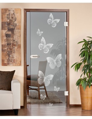 Ganzglastür Schmetterlinge Gelasert Auf Klarglas