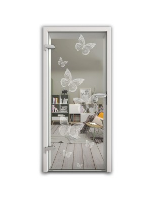 Ganzglastür Schmetterlinge Gelasert Auf Klarglas