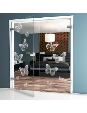 Ganzglastür Schmetterlinge Gelasert Auf Klarglas