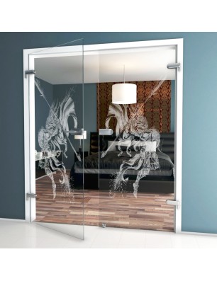 Ganzglastür Warlord Gelasert Auf Klarglas