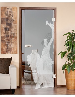 Ganzglastür Rom Gelasert Auf Klarglas