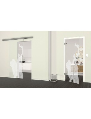 Ganzglastür Rom Gelasert Auf Klarglas